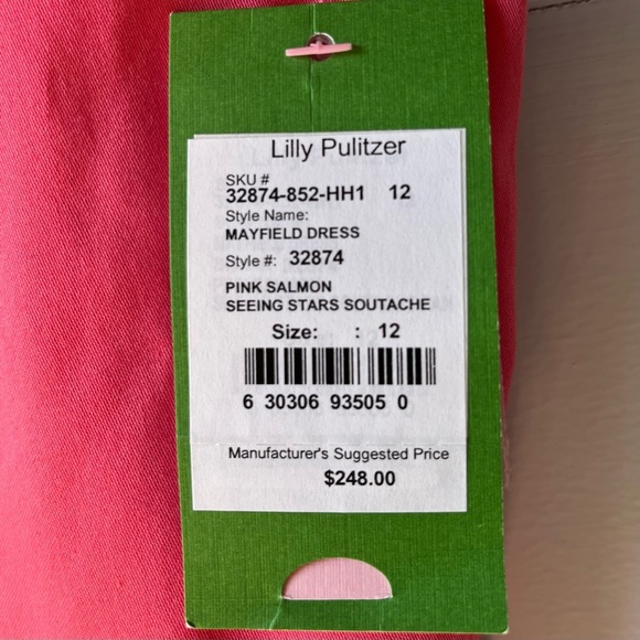 NWT Lily Pulitzer Mayfield Dress, Style 32874, Pink Salmon Seeing Stars Soutache - Picture 7 of 16
